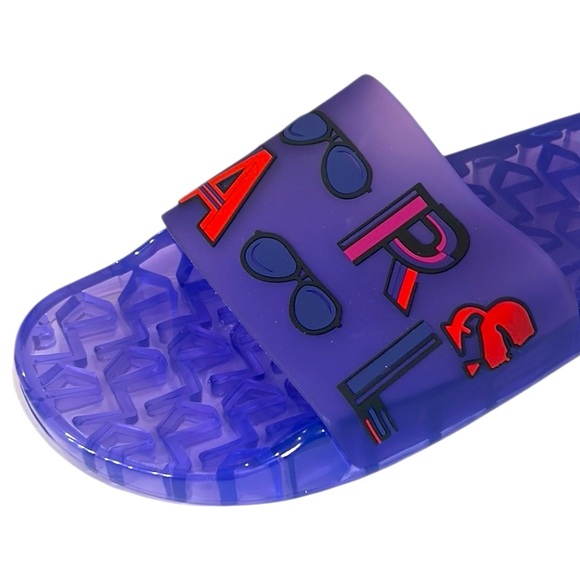 Karl Lagerfeld Tylee Blue Smoke Translucent Pool Slides Womens Size 10 NEW - Picture 4 of 8